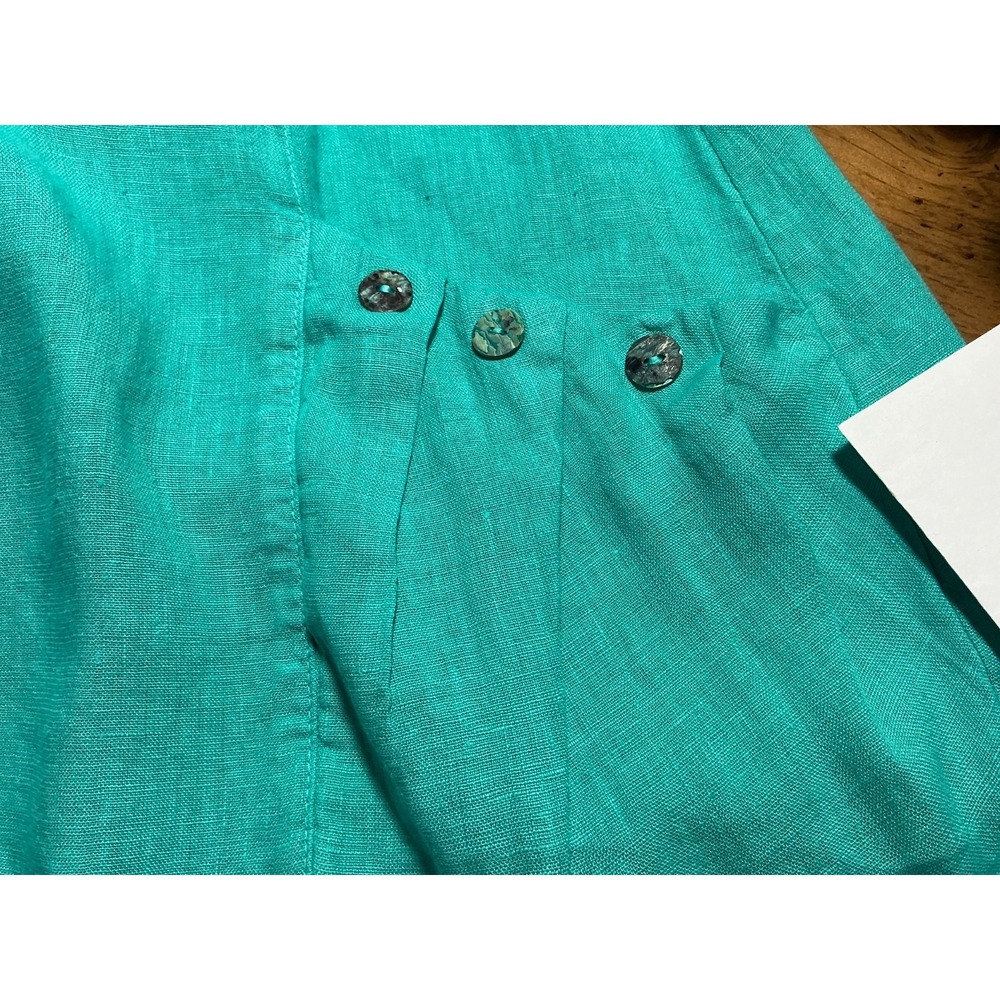 CLICK By Color Me‎ Cotton turquoise Linen Dress Medium Lagenlook Vintage - Picture 5 of 10
